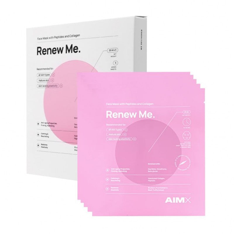 Greito poveikio „Anti-aging“ veido kaukė su peptidais ir kolagenu AIMX „Renew Me“, 1 vnt