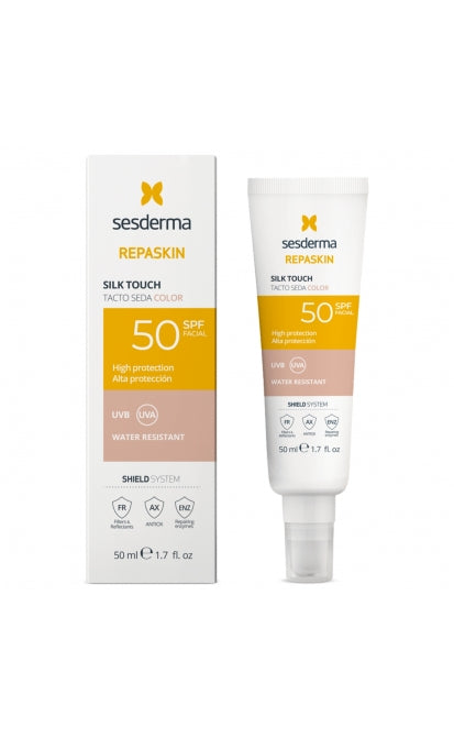 REPASKIN SILK TOUCH apsauginis kremas veidui nuo saulės SPF50, 50 ml