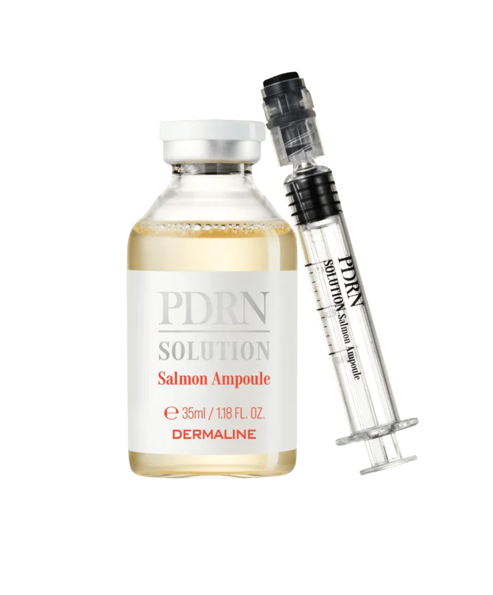DERMALINE PDRN SOLUTION SALMON AMPOULE dvigubo poveikio regeneruojanti ir stangrinanti ampulė su PDRN, 30 g