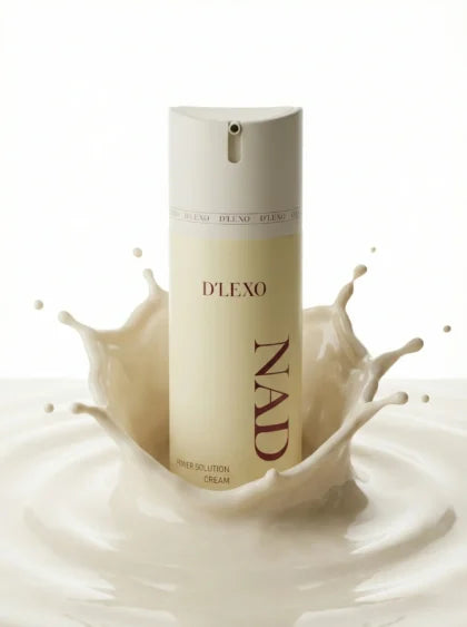 DERMALINE D’LEXO NAD POWER SOLUTION energizuojantis, skaistinantis veido kremas su NAD, niacinamidu, pažangiu peptidų kompleksu ir resveratroliu, 100 ml