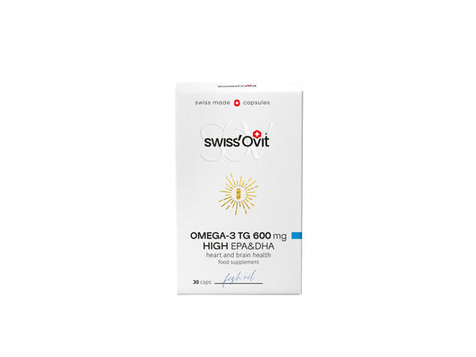 SWISSOVIT žuvų taukai OMEGA-3 TG 600 MG, 30 kapsulių